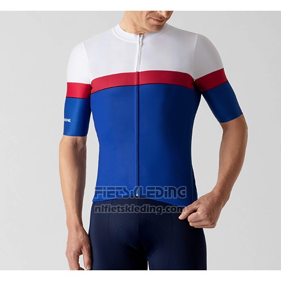 2019 Fietskleding La Passione Wit Rood Blauw Korte Mouwen en Koersbroek